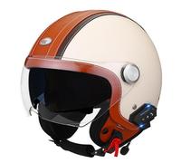 Cascos Abiertos de Motocicleta Retro con Doble Visera Medio Casco Moto Jet Bluetooth Casco Half-Helmet Homologado ECEDOT para Hombres Y Mujeres con Altavoz Y Micrófono D,M:57-58CM