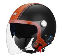 Cascos Abiertos de Motocicleta Retro con Doble Visera Medio Casco Moto Jet Bluetooth Casco Half-Helmet Homologado ECEDOT para Hombres Y Mujeres con Altavoz Y Micrófono C,XL:61-62CM
