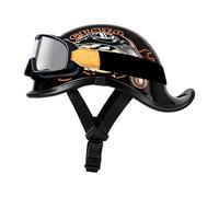 Cascos Abiertos De Motocicleta Vintage con Gafas Medio Casco Moto Jet Cascos Half-Helmet Pra Hombres Mujeres Adultos Homologado ECEDOT Pra Cruiser Chopper Forro Extraíble B,L:59-60CM