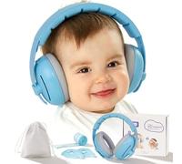 Cascos Bebe Antiruido, 2 en 1 Auriculares Antirruido para , Bebés Niños Protectores Auditivos para Bebe Cómodo y Ligero Cascos Antiruido Bebe Protección Auditiva para Bebés de 0 a 48 Meses (Azul)