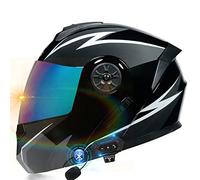 Cascos Bluetooth de Cara Completa Casco de Moto Abatible hacia Arriba Modular con Visera Doble Antivaho, Aprobado ECE Casco Motocicleta para Motocross Unisex Adultos
