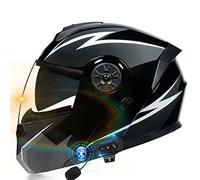 Cascos Bluetooth de Cara Completa Casco de Moto Abatible hacia Arriba Modular con Visera Doble Antivaho, Aprobado ECE Casco Motocicleta para Motocross Unisex Adultos