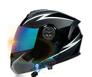 Cascos Bluetooth de Cara Completa Casco de Moto Abatible hacia Arriba Modular con Visera Doble Antivaho, Aprobado ECE Casco Motocicleta para Motocross Unisex Adultos