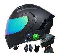 Cascos Bluetooth para Motocicletas, con Guantes Y Mascarillas, Cascos Modulares para Cascos Volteados Aprobados por ECE, Cascos Completos con Doble Visera, M A XXL