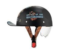 Cascos con Gorra De Béisbol Medio Casco De Motocicleta Cascos Abiertos Moto Jet Homologado ECEDOT Casco Half-Helmet con Visera Escalable para Hombres Y Mujeres Adultos Z-3,M:57-58CM