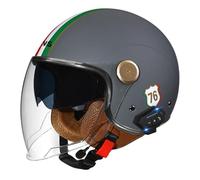 Cascos de Moto Abierto Bluetooth Vintage Medio Casco Motocicleta Jet Retro con Doble Visera Casco Half-Helmet 3/4 Bluetooth Certificado ECEDOT Hombres Y Mujeres Cuatro Estaciones C,M:57-58CM