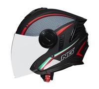 Cascos De Moto Abiertos Adultos Cascos Half-Helmet con Doble Visera Casco Motocicleta para Hombres Mujeres Retro Medio DOTECE Homologado Ciclomotor Racing Casco Jet Moto 21,L:59-60CM