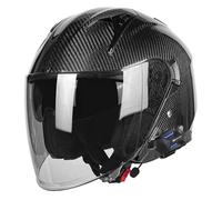 Cascos De Moto Abiertos Fibra Carbono Retro Homologado DOTECE Bluetooth 3/4 Adultos Cascos Half-Helmet Casco Jet con Visera Solar Casco Motocicleta para Hombres Mujeres 12,XXL:63-64CM