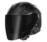 Cascos De Moto Abiertos Fibra Carbono Retro Homologado DOTECE Bluetooth 3/4 Adultos Cascos Half-Helmet Casco Jet con Visera Solar Casco Motocicleta para Hombres Mujeres 7,L:59-60CM