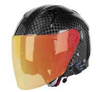 Cascos De Moto Abiertos Fibra Carbono Retro Homologado DOTECE Bluetooth 3/4 Adultos Cascos Half-Helmet Casco Jet con Visera Solar Casco Motocicleta para Hombres Mujeres 9,M:57-58CM