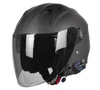 Cascos De Moto Abiertos Fibra Carbono Retro Homologado DOTECE Bluetooth 3/4 Adultos Cascos Half-Helmet Casco Jet con Visera Solar Casco Motocicleta para Hombres Mujeres 15,M:57-58CM
