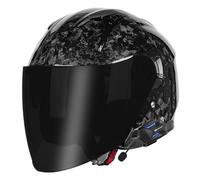 Cascos De Moto Abiertos Fibra Carbono Retro Homologado DOTECE Bluetooth 3/4 Adultos Cascos Half-Helmet Casco Jet con Visera Solar Casco Motocicleta para Hombres Mujeres 2,XL:61-62CM