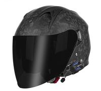 Cascos De Moto Abiertos Fibra Carbono Retro Homologado DOTECE Bluetooth 3/4 Adultos Cascos Half-Helmet Casco Jet con Visera Solar Casco Motocicleta para Hombres Mujeres 6,M:57-58CM