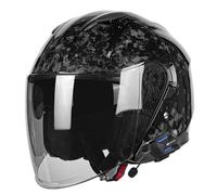 Cascos De Moto Abiertos Fibra Carbono Retro Homologado DOTECE Bluetooth 3/4 Adultos Cascos Half-Helmet Casco Jet con Visera Solar Casco Motocicleta para Hombres Mujeres 3,L:59-60CM