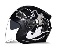 Cascos De Moto Abiertos Retro 3/4 Adultos Casco Half-Helmet Homologado DOTECE Casco Motocicleta Jet Vintage para Hombres Y Mujeres Cascos De Ciclomotor Scooter 1,L:59-60CM