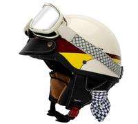 Cascos De Moto Abiertos Retro Homologado DOTECE Casco Motocicleta Jet Vintage Cascos Half-Helmet con Gafas Protección Medio Casco para Hombres Y Mujeres Adultos 22,XL:61-62CM