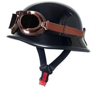 Cascos de Moto Casco Jet Moto Hombre Cascos de Motocicleta Retro Estilo alemán Casco Moto Abierto con Gafas Homologado ECE Cascos Patinete Hombres Mujeres para ciclomotor Scooter 1,3XL=65-66cm