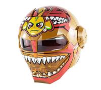 Cascos de moto integrales Iron-Man Transformers Casco de moto D.O.T Personalidad certificada Casco de protección modular de motocross Máscara abierta Casco de scooter (Red,XL(61-62 CM))