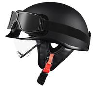 Cascos de Moto Jet para Hombre Casco Retro 3/4 Homologado ECE Cascos Motocicleta Abierto con Gafas Cascos de Patinete electrico Hombres Mujeres Casco Ciclomotor Cascos Motocross 1,L=57-58cm