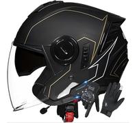 Cascos De Moto Retro Abiertos Con Bluetooth Y Gafas, Cascos De Moto Vintage 3/4, Cascos Jet Para Ciclomotor, Scooter, Homologados Según ECE 22.06, Para Hombres Y Mujeres Adultos 3,M/(57~58cm)