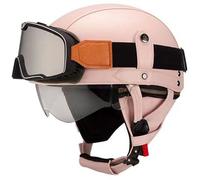 Cascos De Moto Vintage con Gafas, Casco Hombre Jet Retro, Cascos Half Helmet Hombres Mujeres Homologado ECE Cascos Abiertos De Moto, Casco Ciclomotor, para Scooter Motocicleta 3,L=60-61cm