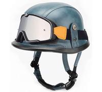 Cascos de Motocicleta, Casco Moto Hombre Jet con Gafas Homologado ECE Cascos de Motocicleta Retro Estilo alemán, Hombres Mujeres Cascos Bici, Adecuado para ciclomotor Scooter 4,XL=61-62cm