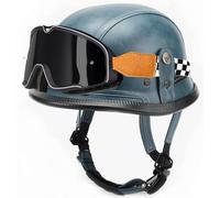 Cascos de Motocicleta, Casco Moto Hombre Jet con Gafas Homologado ECE Cascos de Motocicleta Retro Estilo alemán, Hombres Mujeres Cascos Bici, Adecuado para ciclomotor Scooter 18,L=59-60cm