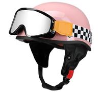 Cascos de Motocicleta Estilo alemán Casco Jet Moto Hombre, Medio Casco Vintage con Gafas Cascos Moto Abierto Hombres Mujeres Cascos de Scooter Homologado ECE, para ciclomotor 4,XL=59-62cm