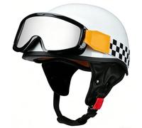 Cascos de Motocicleta Estilo alemán Casco Jet Moto Hombre, Medio Casco Vintage con Gafas Cascos Moto Abierto Hombres Mujeres Cascos de Scooter Homologado ECE, para ciclomotor 2,XL=59-62cm