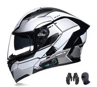 Cascos de Motocicleta modulares con Bluetooth, aprobados por Dot/ECE, Cascos de Motocicleta abatibles, múltiples Orificios de ventilación, Altavoces estéreo duales Integrados H,XXL=60-61CM