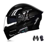 Cascos de Motocicleta modulares con Bluetooth, aprobados por Dot/ECE, Cascos de Motocicleta abatibles, múltiples Orificios de ventilación, Altavoces estéreo duales Integrados B,XXL=60-61CM