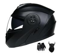 Cascos de Motocicleta para Hombre Y Mujer, Modulares, con Lente Abatible Antivaho, Doble ProteccióN para Adultos, Homologados por El Dot, con MáScara Facial Y Guantes(Style 20,M(57-58cm))
