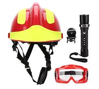Cascos de Seguridad, protección antiimpacto para Bomberos de Rescate de Emergencia, Casco Ajustable de protección para la Cabeza, Casco de protección para Bomberos con Faro y Gafas