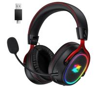 Cascos Gaming Inalámbricos para Ps4/Ps5/PC, Auriculares Gaming Inalámbricos con Micrófono 2.4GHz + 5.3 Bluetooth de Baja Latencia, Cascos Wireless con Sonido Envolvente Estéreo 7.1, Duración 40+