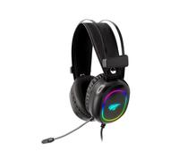 Cascos gaming ovalado negro con luz rgb jack+usb h2016d