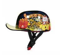 Cascos Half-Helmet Casco De Moto Estilo Gorra De Béisbol Cascos Jet Vintage para Adultos Casco De Moto Personalizado Casco Resistente A Colisiones para Crucero Biker F,L=(59-60CM)