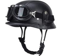 Cascos Half-Helmet, Casco Jet Vintage con Certificado ECE, Casco Semi Cubierto para Motocicleta, Moto De Estilo Retro, Casco Alemán De La Segunda Guerra Mundial C,XL(61-62CM)