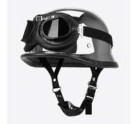 Cascos Half-Helmet, Casco Jet Vintage con Certificado ECE, Casco Semi Cubierto para Motocicleta, Moto De Estilo Retro, Casco Alemán De La Segunda Guerra Mundial D,XL(61-62CM)