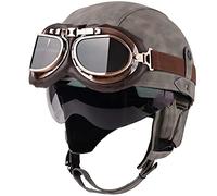 Cascos Half-Helmet Casco Semi Cubierto para Motocicleta,Casco De Cara Abierta,Moto De Estilo Retro Homologado Dot/ECE Casco Alemán De La Segunda Guerra Mundial