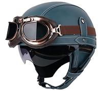 Cascos Half-Helmet Casco Semi Cubierto para Motocicleta,Casco De Cara Abierta,Moto De Estilo Retro Homologado Dot/ECE Casco Alemán De La Segunda Guerra Mundial