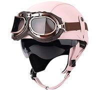 Cascos Half-Helmet Casco Semi Cubierto para Motocicleta,Casco De Cara Abierta,Moto De Estilo Retro Homologado Dot/ECE Casco Alemán De La Segunda Guerra Mundial