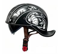 Cascos Half Helmet De Moto Cascos Abiertos De Motocicleta Retro Homologado DOTECE Medio Casco Scooter Jet Vintage con Visera para Adultos Protección De Múltiples Capas I,XL:61-62CM
