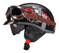 Cascos Half-Helmet Medio Casco De Motocicleta Casco Semi Cubierto para Moto Cascos Abiertos Retro Homologado ECEDOT con Gafas para Hombres Y Mujeres Forro Transpirable Z-4,XXL:63-64CM