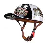Cascos Half-Helmet Moto Cool Hombre Mujer, Certificado ECE Bowl Cascos, Anticolisión Abiertos Cascos Ventilación, Circunferencia Máxima La Cabeza 62cm F,M=(57-58CM)