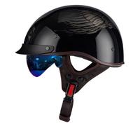 Cascos Half-Helmet Motocicleta Medio Casco De Scooter Homologado ECEDOT Cascos Abiertos De Moto Casco Jet Robusto Y Duradero con Visera Escalable para Hombres Y Mujeres I,XL:61-62CM