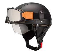 Cascos Half-Helmet Retro Casco Moto Jet Vintage Certificado DOTECE Medio Casco Motocicleta con Gafas Cascos Abiertos De Moto Cascos Ligero para Hombres Y Mujeres Adultos S,L:59-60CM