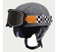 Cascos Half-Helmet Retro Casco Moto Jet Vintage Certificado DOTECE Medio Casco Motocicleta con Gafas Cascos Abiertos De Moto Cascos Ligero para Hombres Y Mujeres Adultos L,S:55-56CM