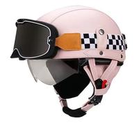 Cascos Half-Helmet Retro Casco Moto Jet Vintage Certificado DOTECE Medio Casco Motocicleta con Gafas Cascos Abiertos De Moto Cascos Ligero para Hombres Y Mujeres Adultos V,XL:61-62CM