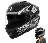Cascos Integrales De Moto, Casco De Cara Completa con Doble Visera, Integradas Transpirable Gorros De Bicicleta De Calle con Doble Visera De Cara Completa,Gorro De Ciclismo para Adultos