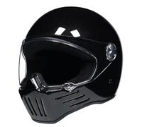 Cascos integrales de Moto para Adultos con Visera Solar Retro Scooter Casco de Motocicleta y Bicicleta Diseño Skull Knight Ligero y Seguro para desplazamientos Diarios Negro Brillante XXL/63-64cm